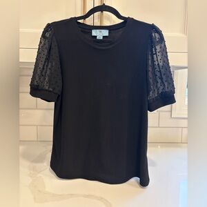 Cece top with polka dot sheet sleeves-  XS